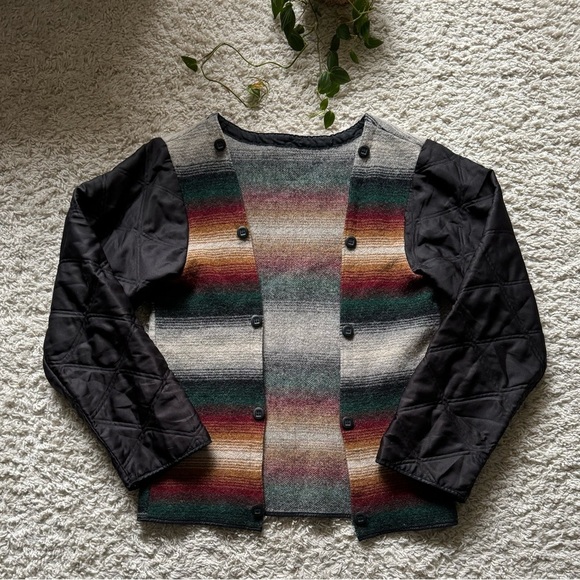 VTG Woolrich Striped Wool Blend Saddle blanket Print Jacket Boho - Picture 2 of 15